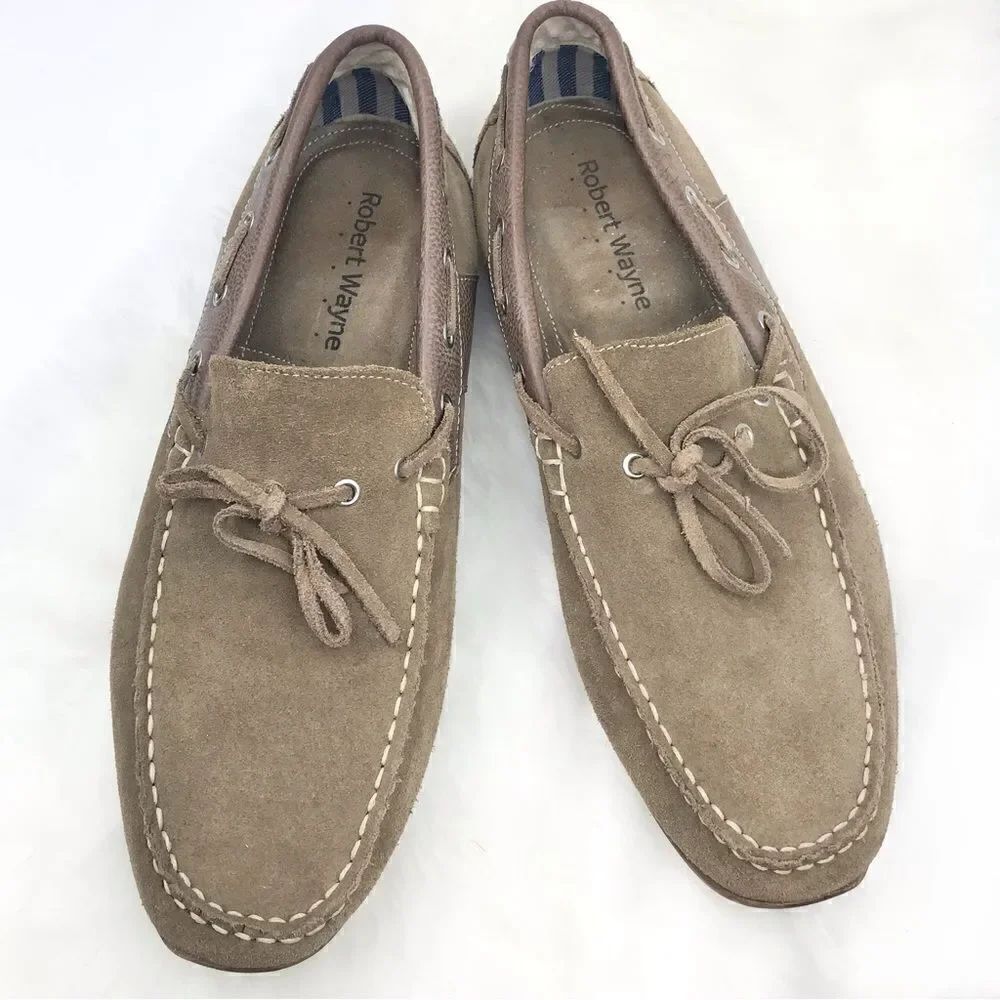 Robert Wayne Tan Suede Leather Tie Toe Loafer Moccasins